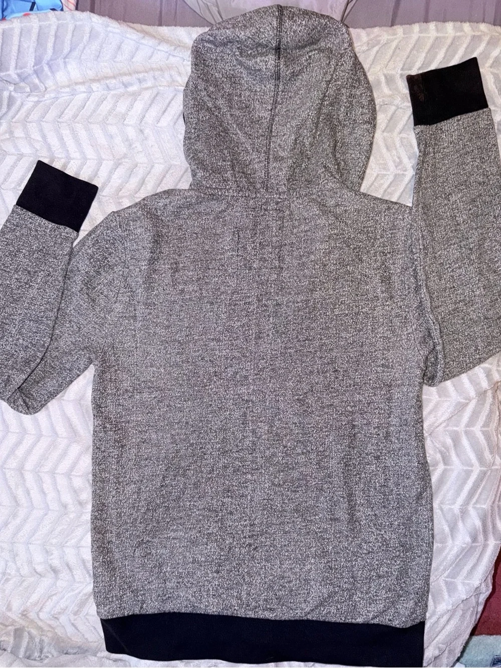Express Men’s Heather Gray Zip-Up Hoodie with Black Accents